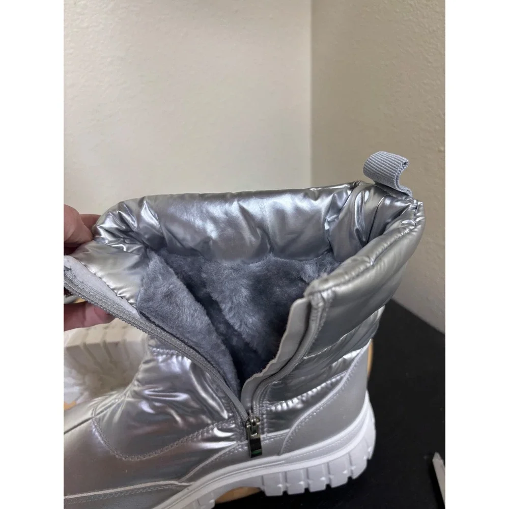 Dirty Laundry Dashh Puff Platform Bootie Size 8 Silver Metallic Quilted Puffer